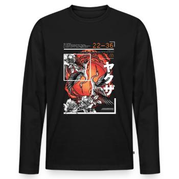 Grue de style japonais - T-shirt manches longues Premium bio Homme - noir - Devant - Nico (187cm)
