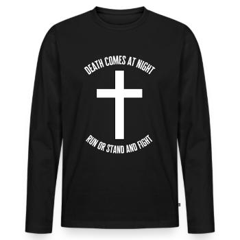 metal gothic hand death night saying gift cross - Men's Premium Organic Long Sleeve Shirt - black - Front - Nico (187cm)