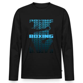 Boxing Boxeur Shadow Vintage - Sport de combat - T-shirt manches longues Premium bio Homme - noir - Devant - Nico (187cm)