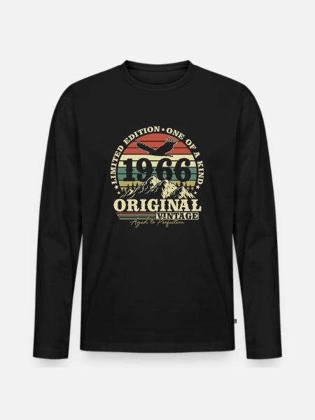 Original 1966 vintage retro bursdag - Premium økologisk langermet T-skjorte for menn - svart