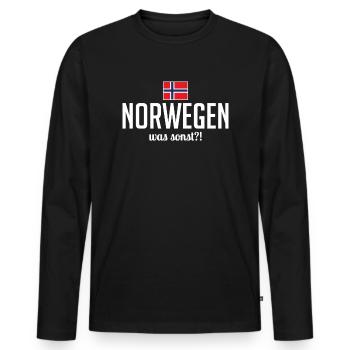 Norwegen was sonst Spruch Skandinavien Urlaub - Männer Premium Bio Langarmshirt - Schwarz - Vorne - Nico (187cm)