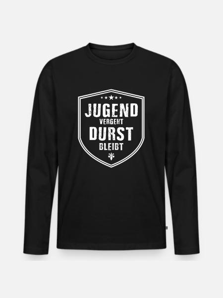 Jugend vergeht Durst bleibt - Männer Premium Bio Langarmshirt - Schwarz