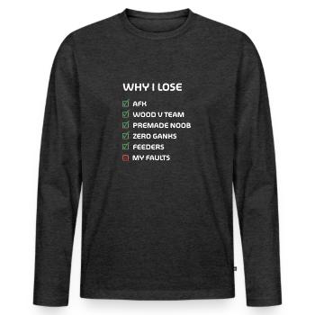 Why i lose - Merch of Legends - Männer Premium Bio Langarmshirt - Anthrazit meliert - Vorne - Nico (187cm)
