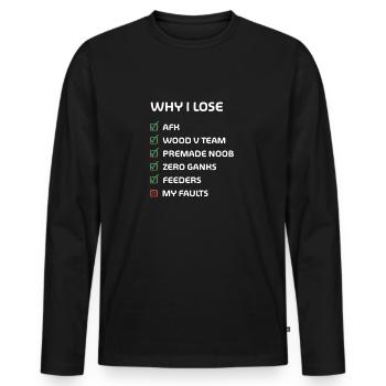 Why i lose - Merch of Legends - Männer Premium Bio Langarmshirt - Schwarz - Vorne - Nico (187cm)