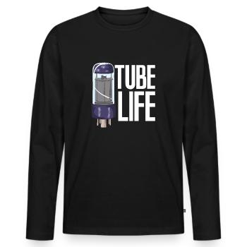 Tube Life Tube Amplifier Shirt - Men's Premium Organic Long Sleeve Shirt - black - Front - Nico (187cm)