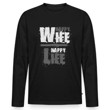 Femme heureuse, vie heureuse - T-shirt manches longues Premium bio Homme - noir - Devant - Nico (187cm)