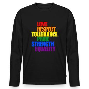 LGBT LOVE RESPECT PRIDE - Men's Premium Organic Long Sleeve Shirt - black - Front - Nico (187cm)