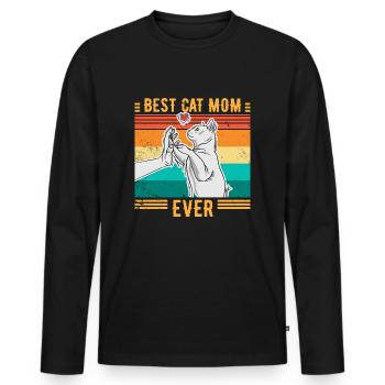 BEST CAT MOM EVER Vintage RETRO - Men's Premium Organic Long Sleeve Shirt - black - Front - Nico (187cm)