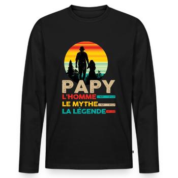 Un papy fantastique - T-shirt manches longues Premium bio Homme - noir - Devant - Nico (187cm)