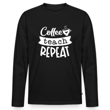 Café Enseigner Répéter - T-shirt manches longues Premium bio Homme - noir - Devant - Nico (187cm)