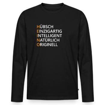 Heino Name Geschenk - Männer Premium Bio Langarmshirt - Schwarz - Vorne - Nico (187cm)