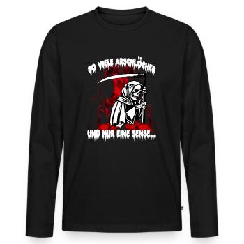 Grim Reaper Reaper funny saying Fun skeleton - Men's Premium Organic Long Sleeve Shirt - black - Front - Nico (187cm)