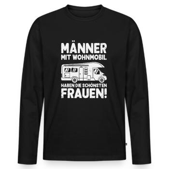 Männer mit Wohnmobil Camping Camper Campingmobil - Männer Premium Bio Langarmshirt - Schwarz - Vorne - Nico (187cm)