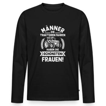 Landwirt Männer die Traktor fahren Bauer - Männer Premium Bio Langarmshirt - Schwarz - Vorne - Nico (187cm)