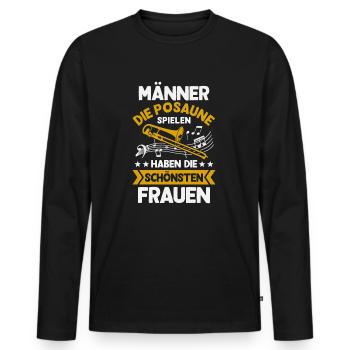 Posaune Männer Posaunist Blasmusik Posaunenspieler - Männer Premium Bio Langarmshirt - Schwarz - Vorne - Nico (187cm)