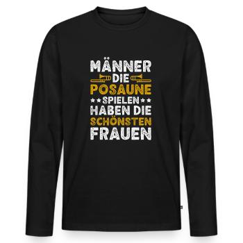 Posaune Männer Posaunist Blasmusik Posaunenspieler - Männer Premium Bio Langarmshirt - Schwarz - Vorne - Nico (187cm)