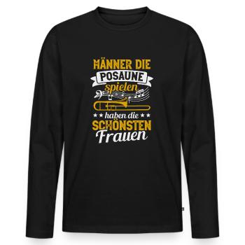 Posaune Männer Posaunist Blasmusik Posaunenspieler - Männer Premium Bio Langarmshirt - Schwarz - Vorne - Nico (187cm)