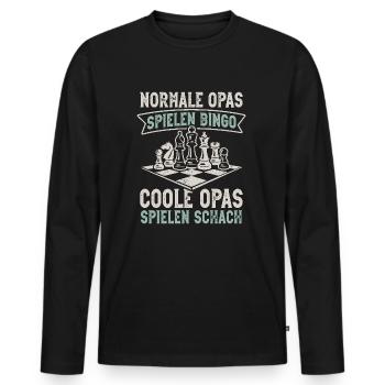 Schach Opa Schachspieler Schachbrett - Männer Premium Bio Langarmshirt - Schwarz - Vorne - Nico (187cm)