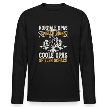 Schach Opa Schachspieler Schachbrett - Männer Premium Bio Langarmshirt - Schwarz - Vorne - Nico (187cm)