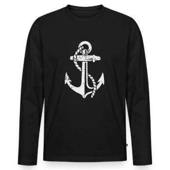 Maritime Boat Anchor Sailor Captain - Men's Premium Organic Long Sleeve Shirt - black - Front - Nico (187cm)