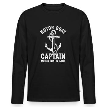 Bateau à moteur Capitaine Ancre Bateau à moteur - T-shirt manches longues Premium bio Homme - noir - Devant - Nico (187cm)