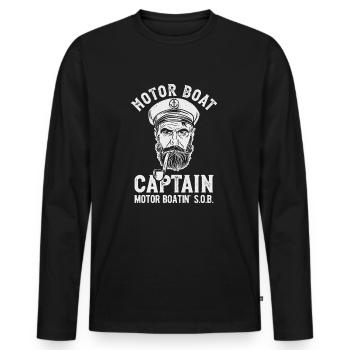 Motor Boat Captain Motor Boating - Men's Premium Organic Long Sleeve Shirt - black - Front - Nico (187cm)