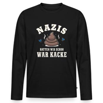 Gegen Nazis Antifaschistisches Statement Design - Männer Premium Bio Langarmshirt - Schwarz - Vorne - Nico (187cm)
