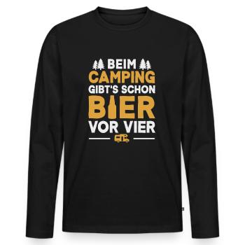 Camping Bier Wohnmobil Camper Campingplatz - Männer Premium Bio Langarmshirt - Schwarz - Vorne - Nico (187cm)