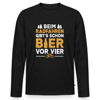 Fahrrad Radfahrer Bier Saufen - Männer Premium Bio Langarmshirt - Schwarz - Vorne - Nico (187cm)