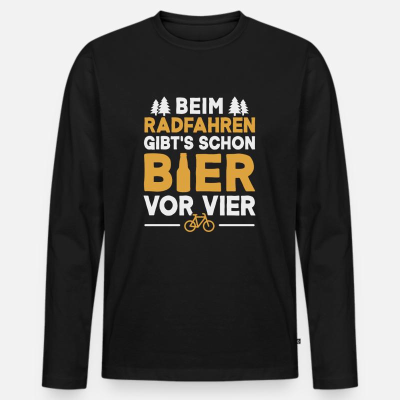 Fahrrad Radfahrer Bier Saufen - Männer Premium Bio Langarmshirt - Schwarz