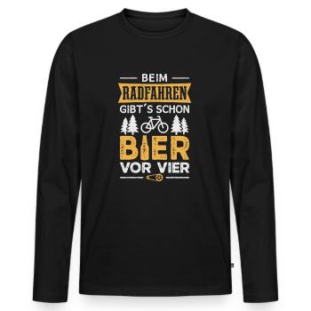 Fahrrad Radfahrer Bier Saufen - Männer Premium Bio Langarmshirt - Schwarz - Vorne - Nico (187cm)