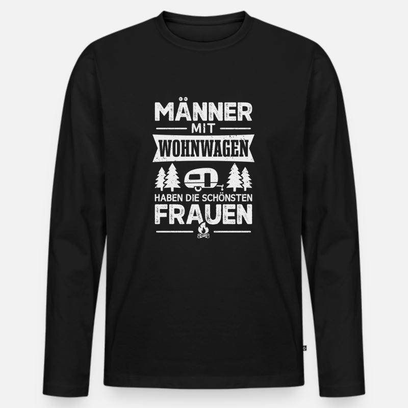 Camping Männer Wohnwagen Camper - Männer Premium Bio Langarmshirt - Schwarz