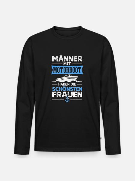 Motorboot Bootfahren Bootsfahrer Boot - Männer Premium Bio Langarmshirt - Schwarz