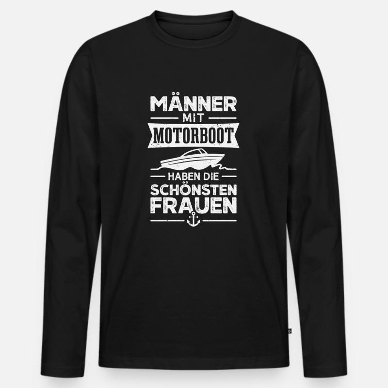 Motorboot Bootfahren Bootsfahrer Boot - Männer Premium Bio Langarmshirt - Schwarz