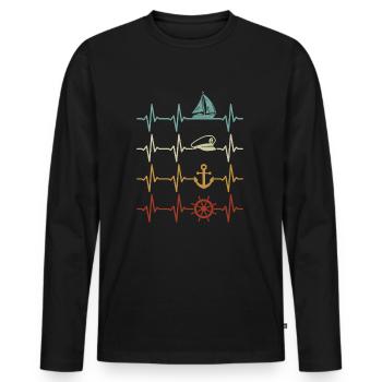 Sailing Heartbeat Sailboat Boater Sailor - Men's Premium Organic Long Sleeve Shirt - black - Front - Nico (187cm)