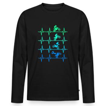 Dirt Bike Rider Motocross Heartbeat Dirt Biking - Men's Premium Organic Long Sleeve Shirt - black - Front - Nico (187cm)