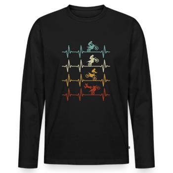 Motocross Heartbeat Enduro Supercross Dirt Bike - T-shirt manches longues Premium bio Homme - noir - Devant - Nico (187cm)