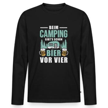 Camping Bier vor vier Wohnwagen Camper - Männer Premium Bio Langarmshirt - Schwarz - Vorne - Nico (187cm)