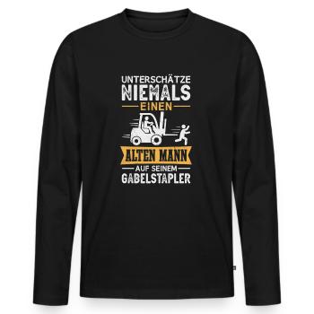Staplerfahrer Alter Mann Gabelstapler Lagerist - Männer Premium Bio Langarmshirt - Schwarz - Vorne - Nico (187cm)