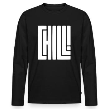 Chill! - Men's Premium Organic Long Sleeve Shirt - black - Front - Nico (187cm)