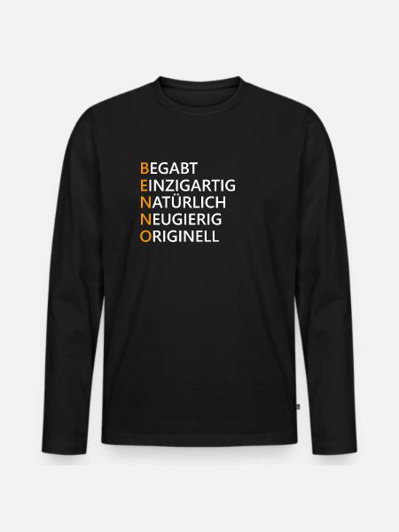 Benno Name Geschenk - Männer Premium Bio Langarmshirt - Schwarz