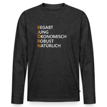 Björn - Männer Premium Bio Langarmshirt - Anthrazit meliert - Vorne - Nico (187cm)