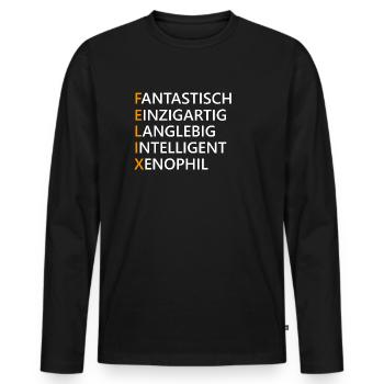 Felix Name Geschenk - Männer Premium Bio Langarmshirt - Schwarz - Vorne - Nico (187cm)