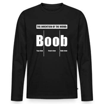 The invention of the word | funny sayings, breasts - Men's Premium Organic Long Sleeve Shirt - black - Front - Nico (187cm)