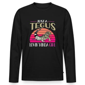 Tegu Eidechse Reptil Herpetologe - Männer Premium Bio Langarmshirt - Schwarz - Vorne - Nico (187cm)