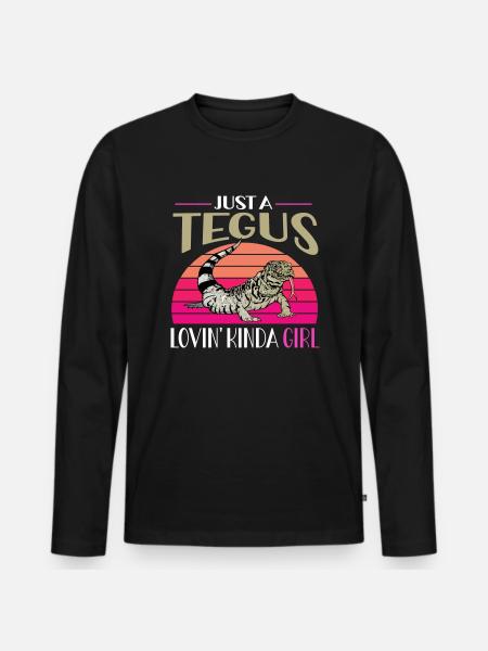 Tegu Lizard Reptile Herpetologist - Men's Premium Organic Long Sleeve Shirt - black