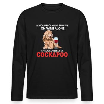 Cockapoo Chien - T-shirt manches longues Premium bio Homme - noir - Devant - Nico (187cm)