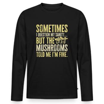Cueillette de champignons Cueillette de champignons Cueillette de champignons - T-shirt manches longues Premium bio Homme - noir - Devant - Nico (187cm)