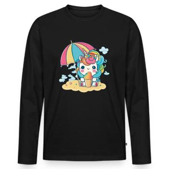 Licorne de crème glacée - La tentation la plus douce - T-shirt manches longues Premium bio Homme - noir - Devant - Nico (187cm)