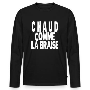 chaud comme la braise - T-shirt manches longues Premium bio Homme - noir - Devant - Nico (187cm)